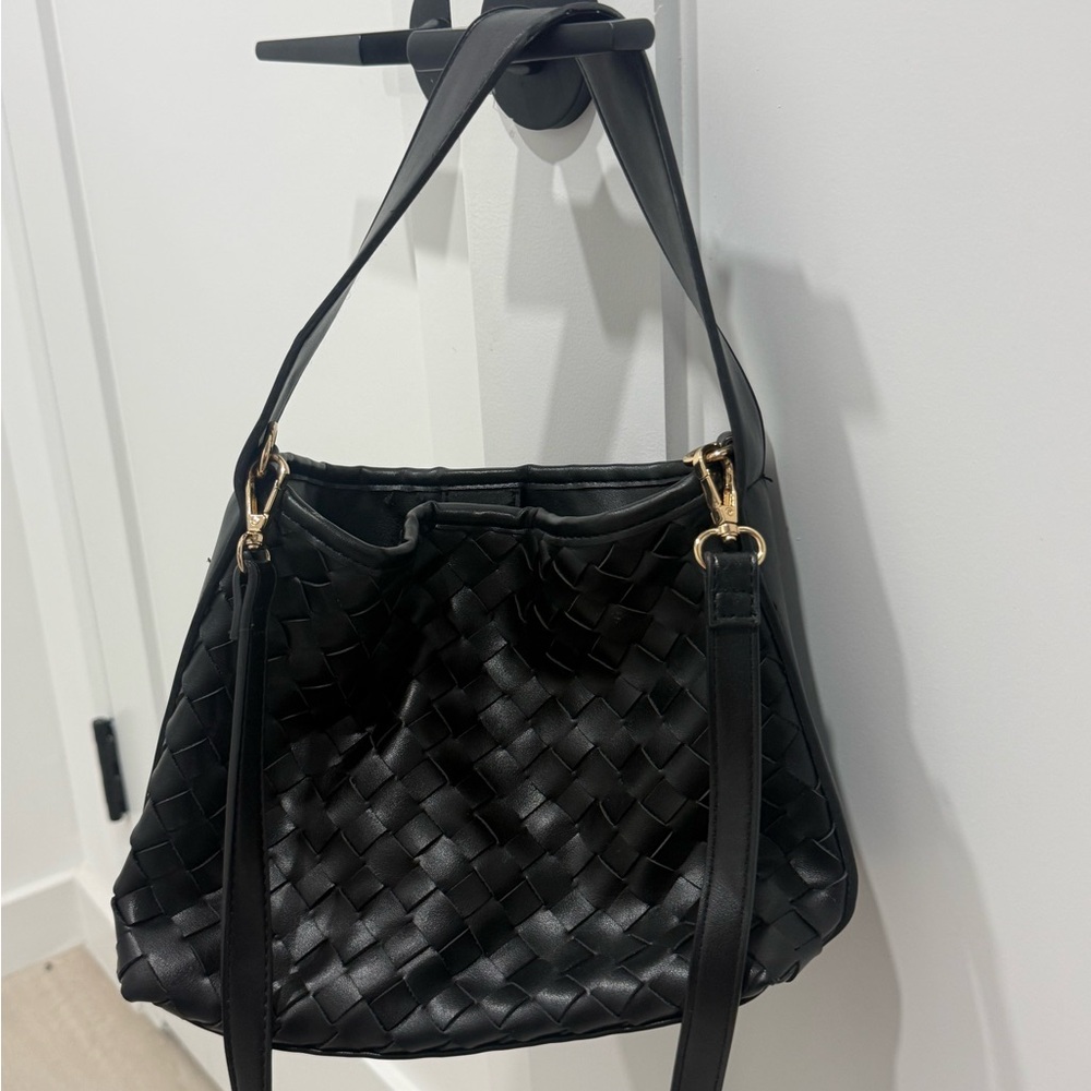 Elegant Black Woven Handbag